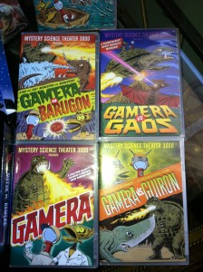 4 of 5 Gamera movies from the MST3K VS Gamera collector's tin.